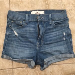 High-rise denim shorts